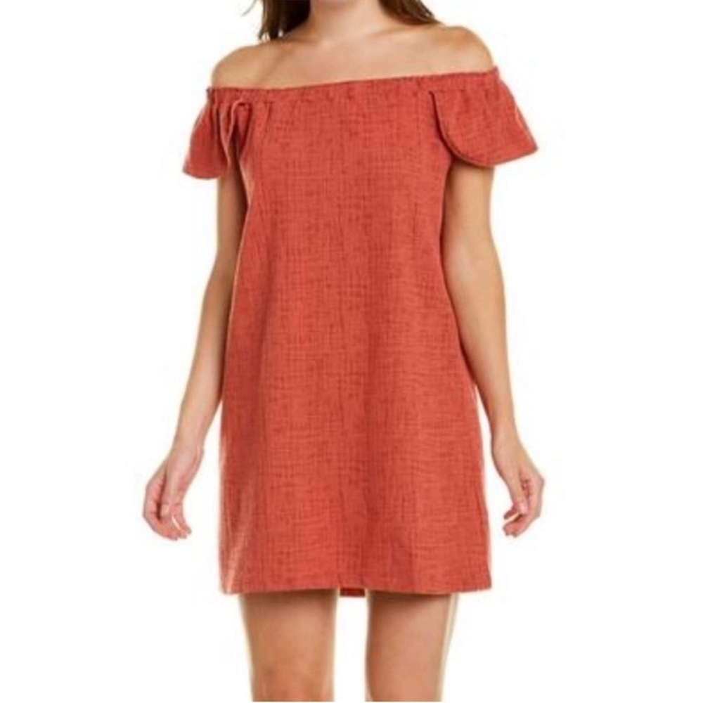 Madewell Coral Eloise Off Shoulder Mini Dress M